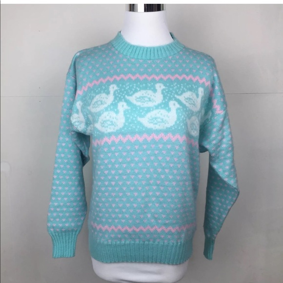 Vintage Sweaters - Fairy Kei Vintage Pastel Sweater Kawaii Blue